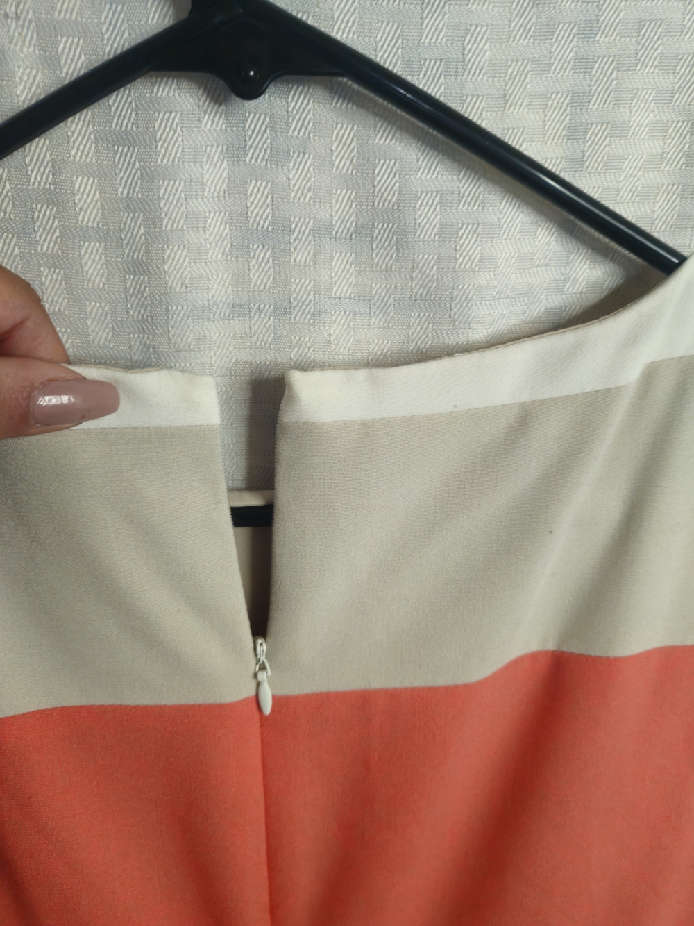 Lauren Ralph Lauren Vibrant Orange White & Tan Striped Pleated Dress Size6 - Picture 5 of 7